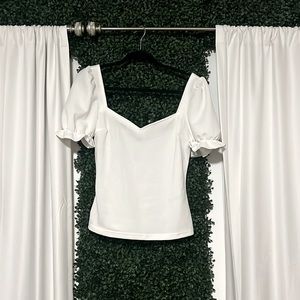 2/$20✨ Puff Sleeve Solid White Shirt.